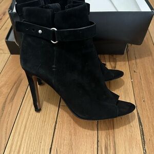 BCBG Elegant Black Suede Ankle Boots NIB